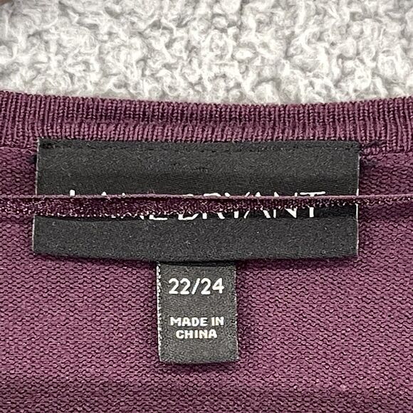 Lane Bryant Light Open Cardigan Women 22/24 Purple Knit 3/4 Sleeve Lace Back T32 - Picture 6 of 16